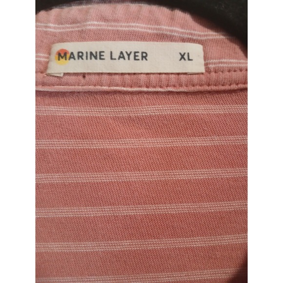 Marine Layer Polo Shirt Mens Size XL Striped Tencel Cotton - Picture 2 of 4